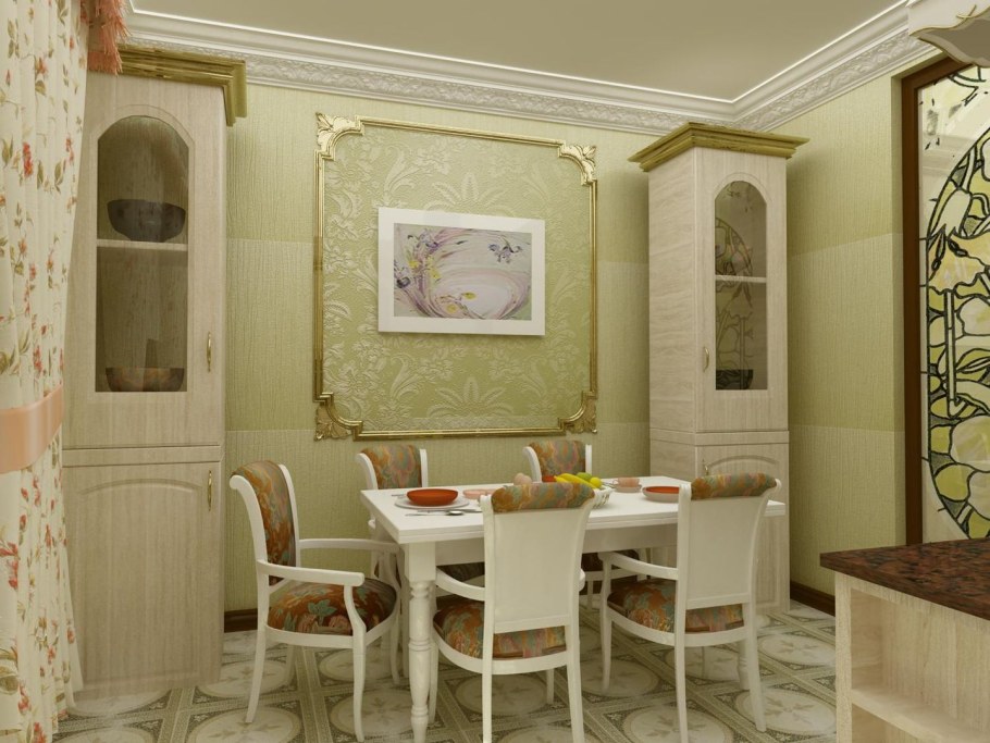 Декор стен на кухне в классическом стиле