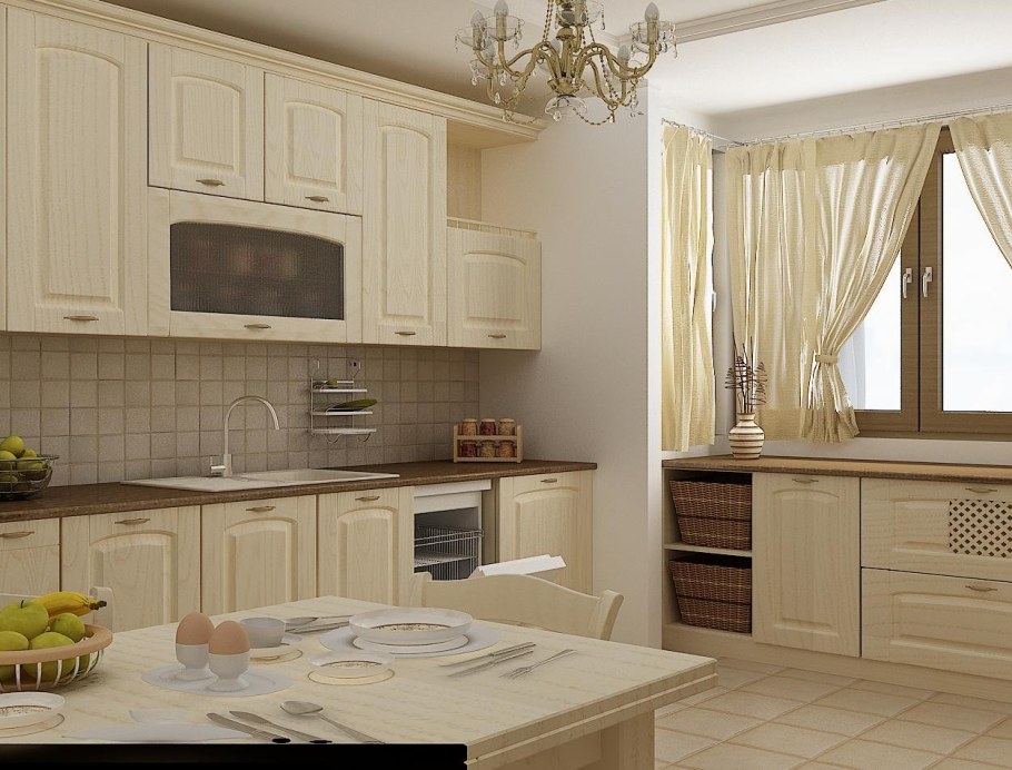 Кухня в бежевых тонах
