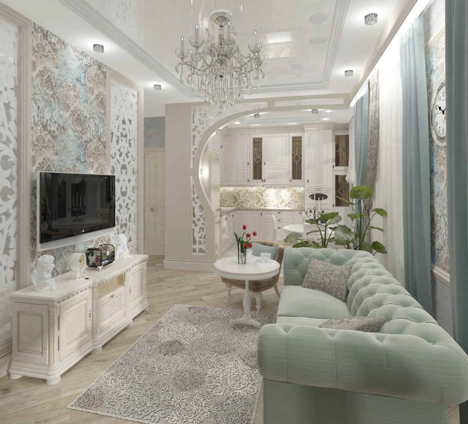 Гостиная Неоклассика 35м2