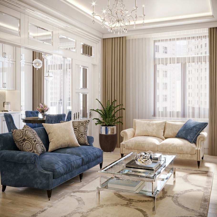 Гостиная Неоклассика 35м2