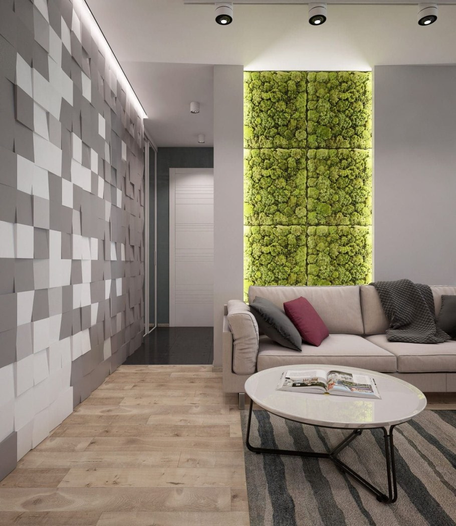 Панели из мха в интерьере