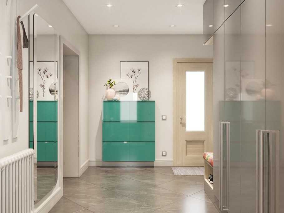 Прихожая в бирюзовом цвете