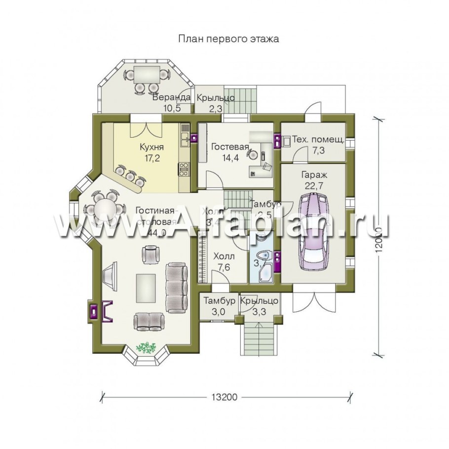 Проект двухэтажного дома Альфаплан