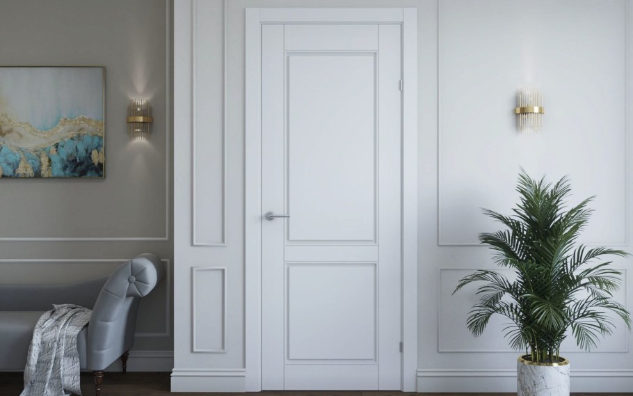 Двери ясень снежный в интерьере