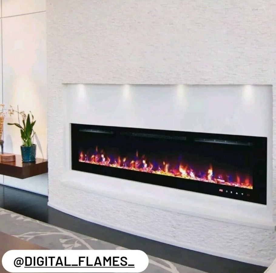 2021 35 Inch led Flames White Mantel Glass TRUFLAME Wall Mounted Electric Fire