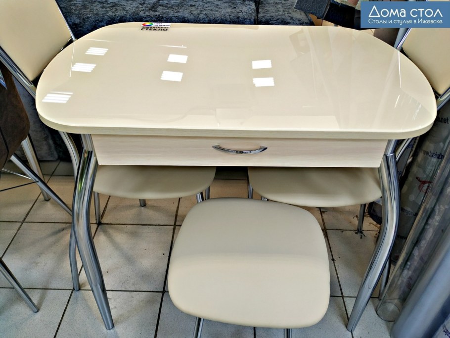 Гала 10 стол с ящиком белый