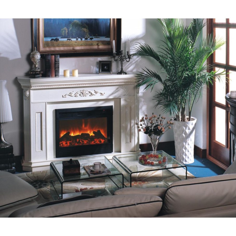 Электрокамин Каролина белый Glenrich