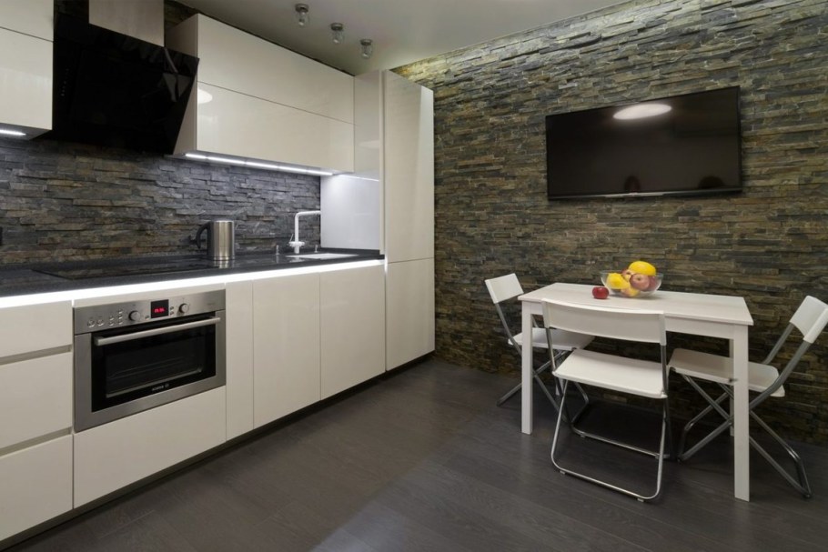 Камень в интерьере кухни