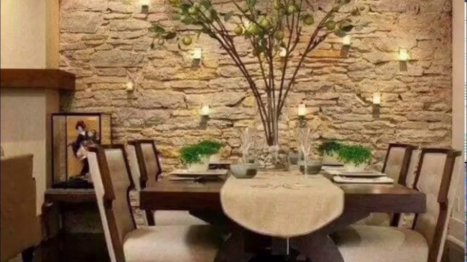 Отделка стен на кухне декоративным камнем