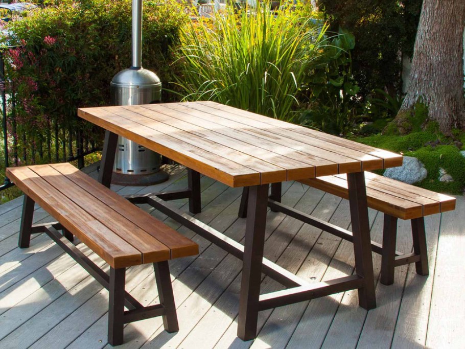 Комплект садовой мебели (стол+2 скамейки) пластик HDPE