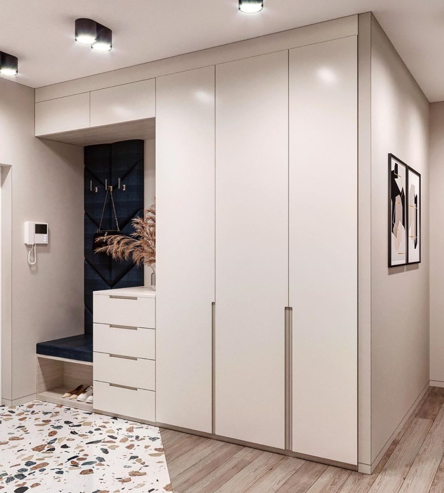 Шкаф в прихожую в современном стиле белый