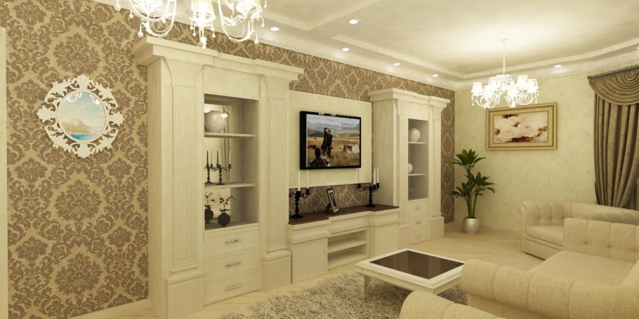 Гостиная со светлой мебелью