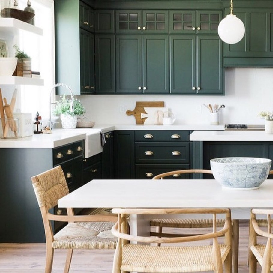 Кухня Будбин зеленая икеа в интерьере
