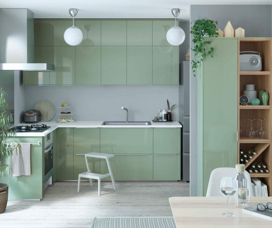 Кухня икеа Калларп зеленая