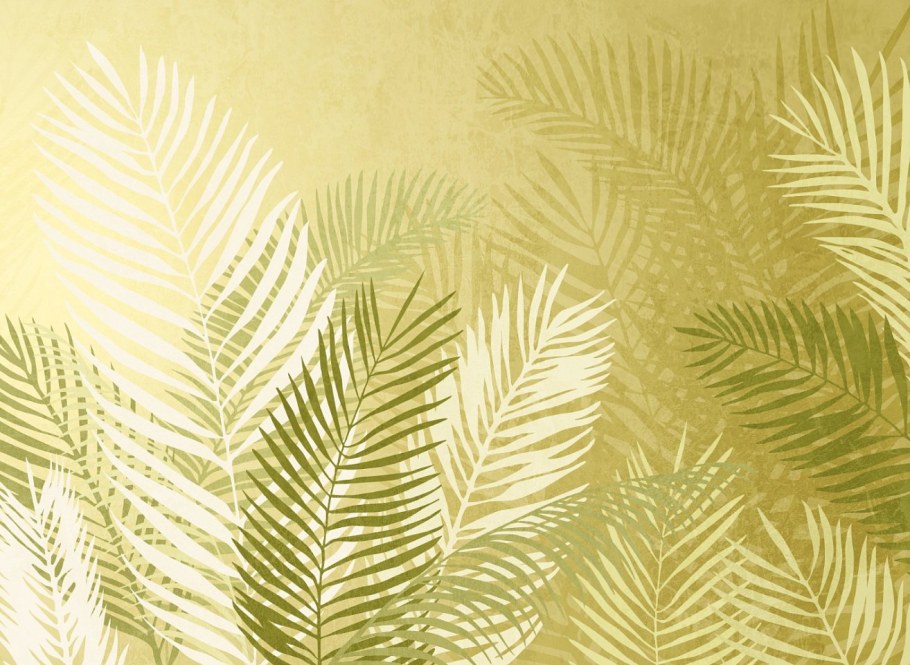 Обои папоротник бежевые