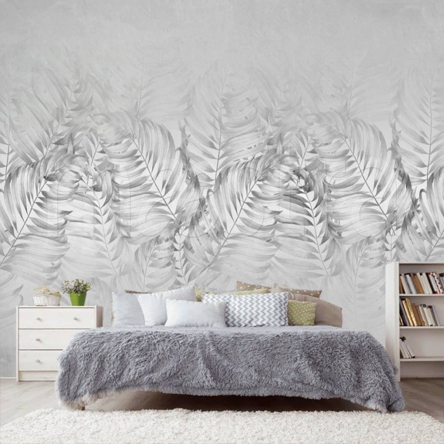 Обои с папоротником для стен в интерьере