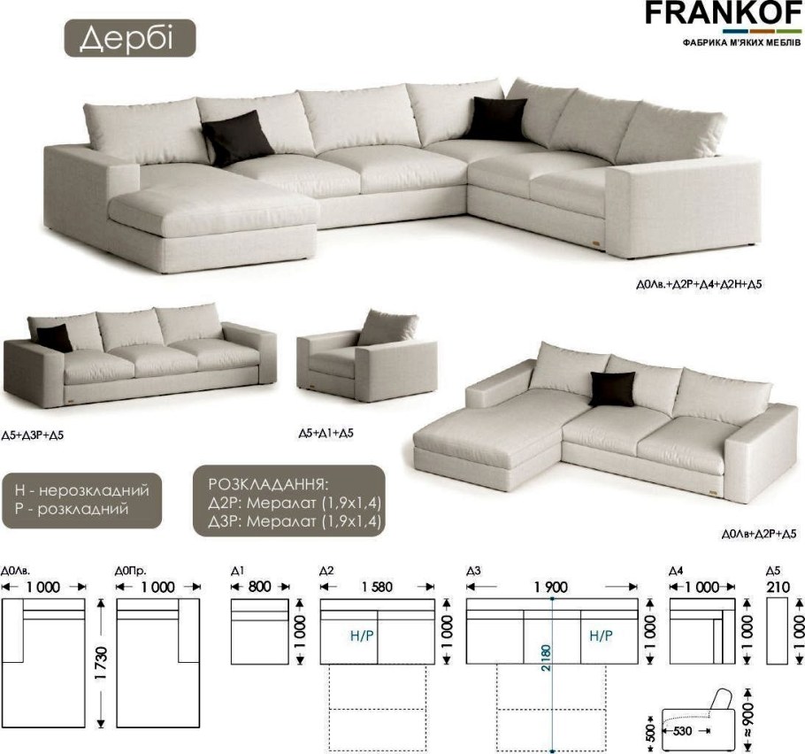 Габариты углового дивана стандарт