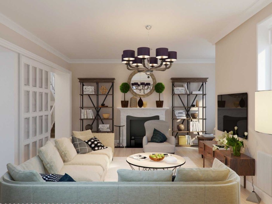 Интерьер гостиной в американском стиле