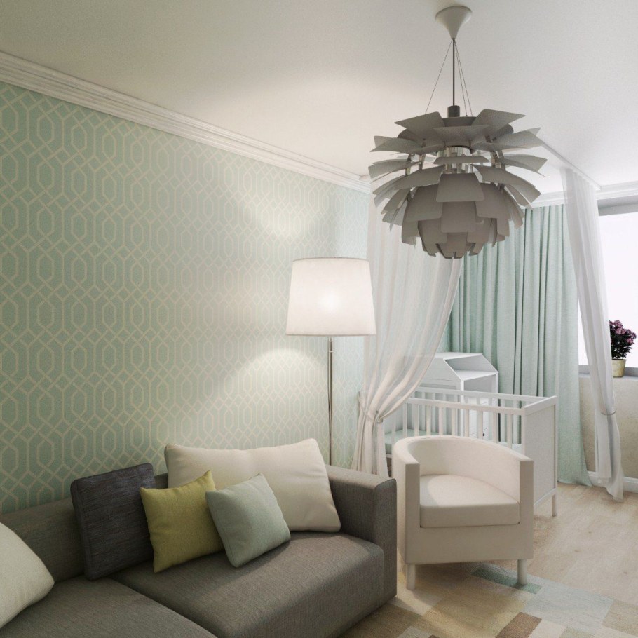 Зал с детской кроваткой