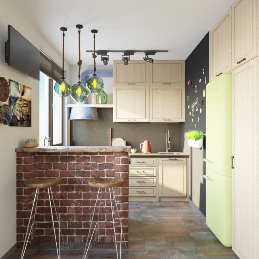 Кухня в стиле лофт 12м2