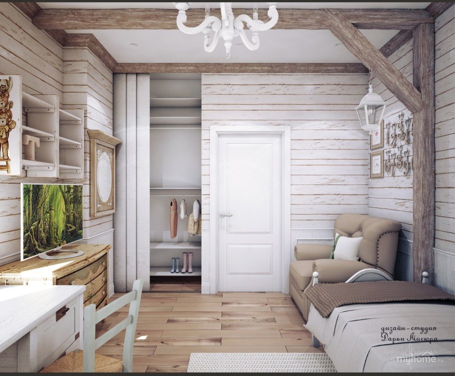 Интерьер деревянного дома в стиле Прованс