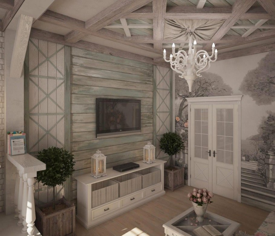 Интерьеры домов из клееного бруса в стиле Прованс