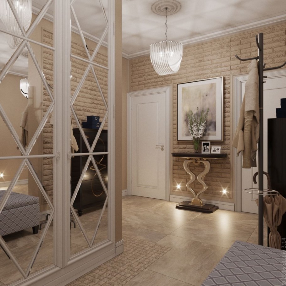 Зеркальное панно в прихожей