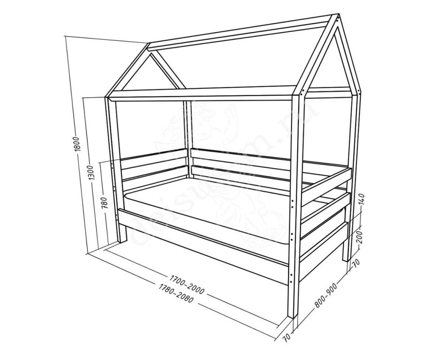 Кровать домик чертеж с размерами 160 80