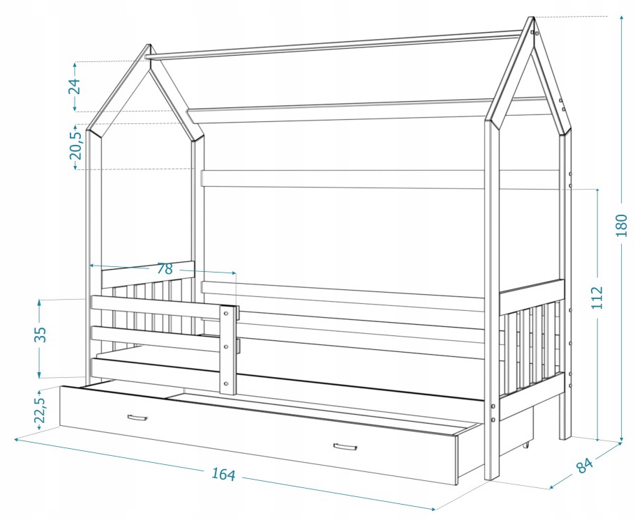 Кроватка домик чертеж 160х80