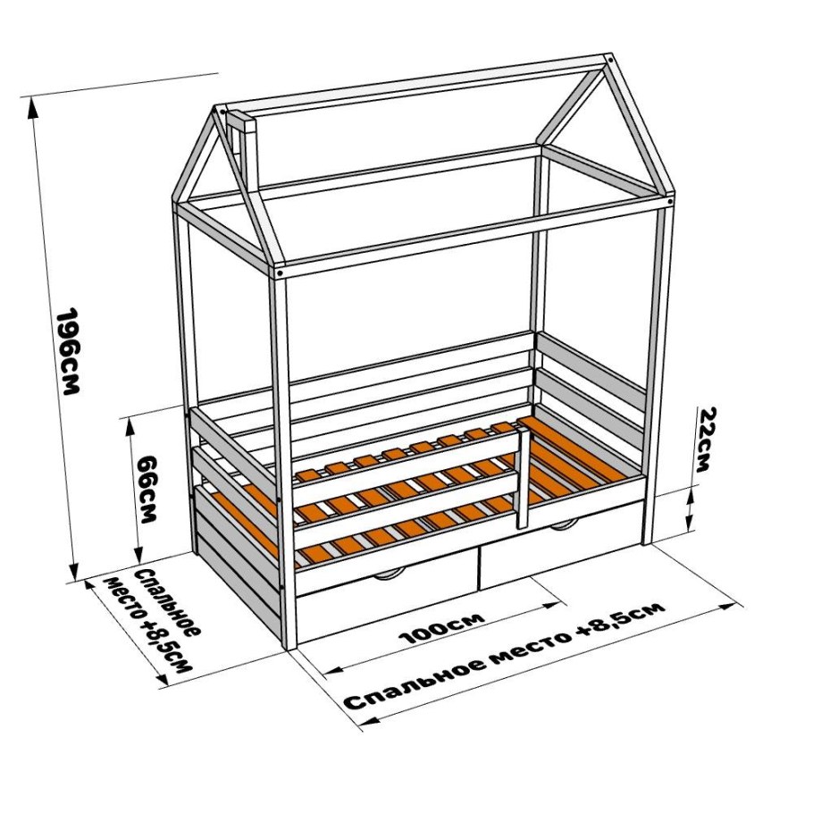 Кроватка домик чертеж 160х80