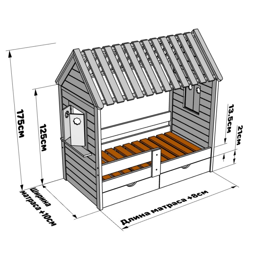 Кроватка домик чертеж 160х80