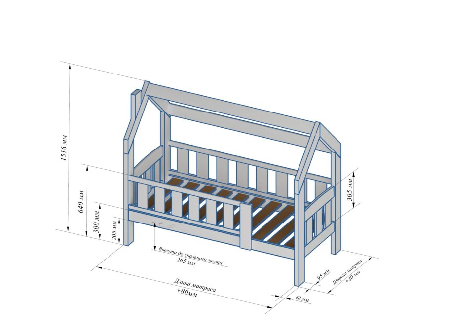 Кровать домик чертеж 160 80