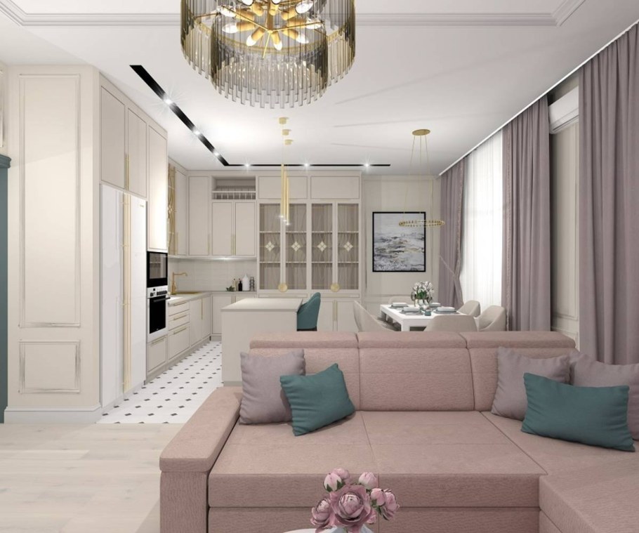 Неоклассика гостиная 20кв