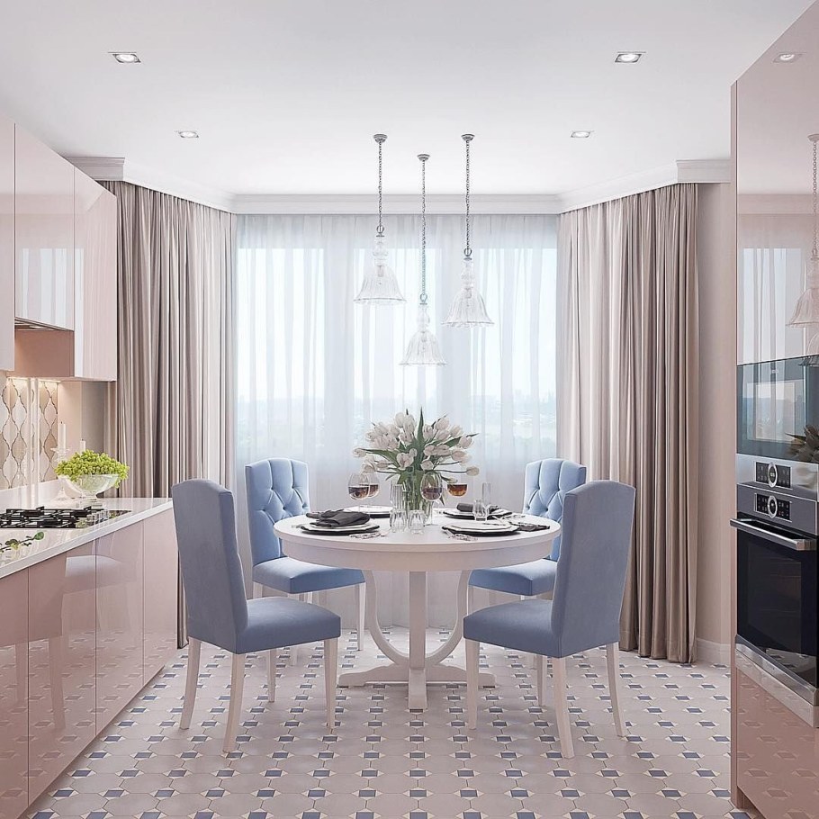 Интерьер кухни-гостиной п44т