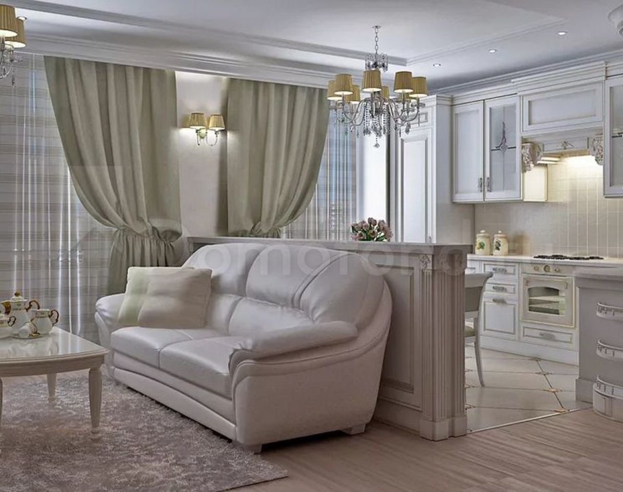 Интерьер кухня гостиная классика