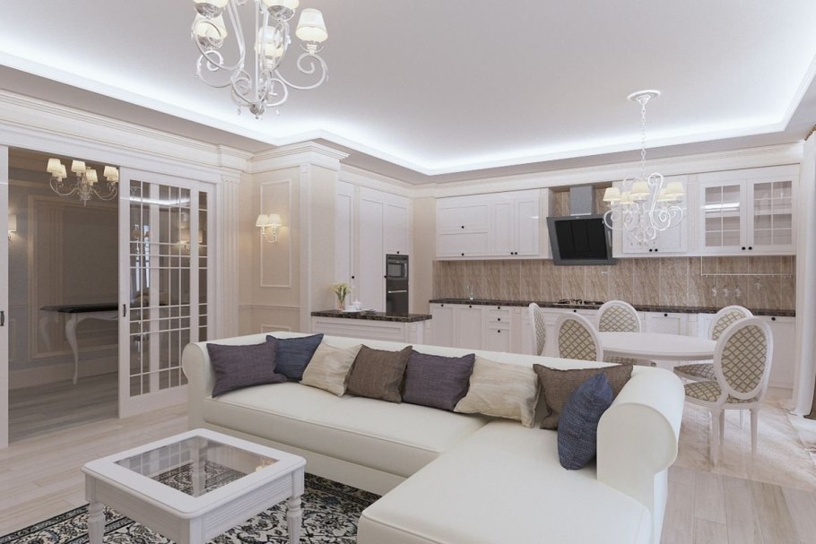 Кухня гостиная Неоклассика 2022