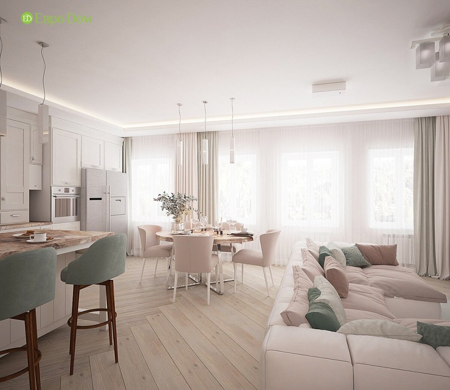 Кухня гостиная в веселых тонах