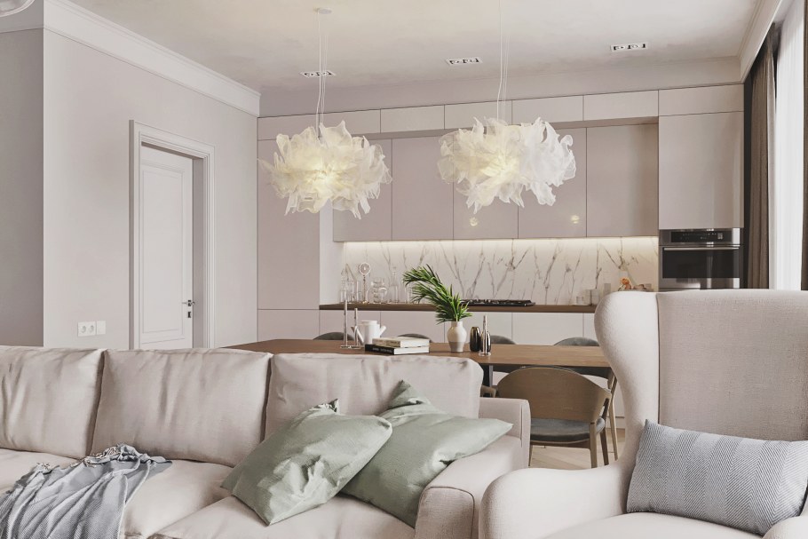 Кухни гостиные в светлых тонах