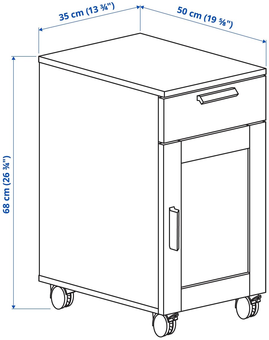 Alex Алекс тумба с ящиками на колесах, белый67x66 см