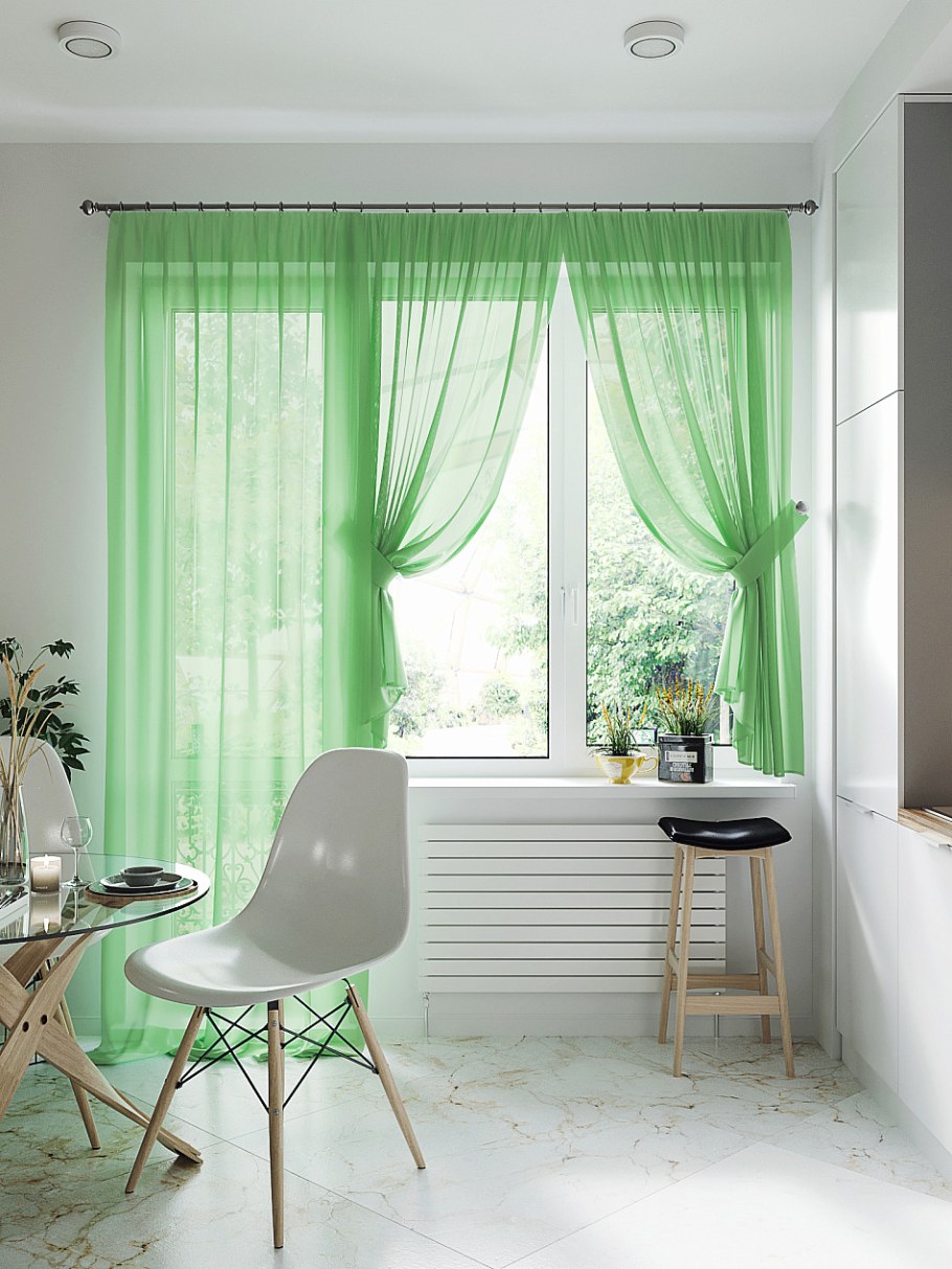 Тюль на кухню с балконной дверью
