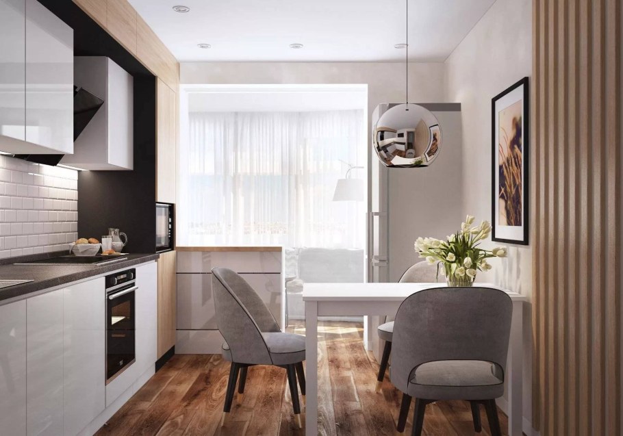 Дизайн кухни с балконом