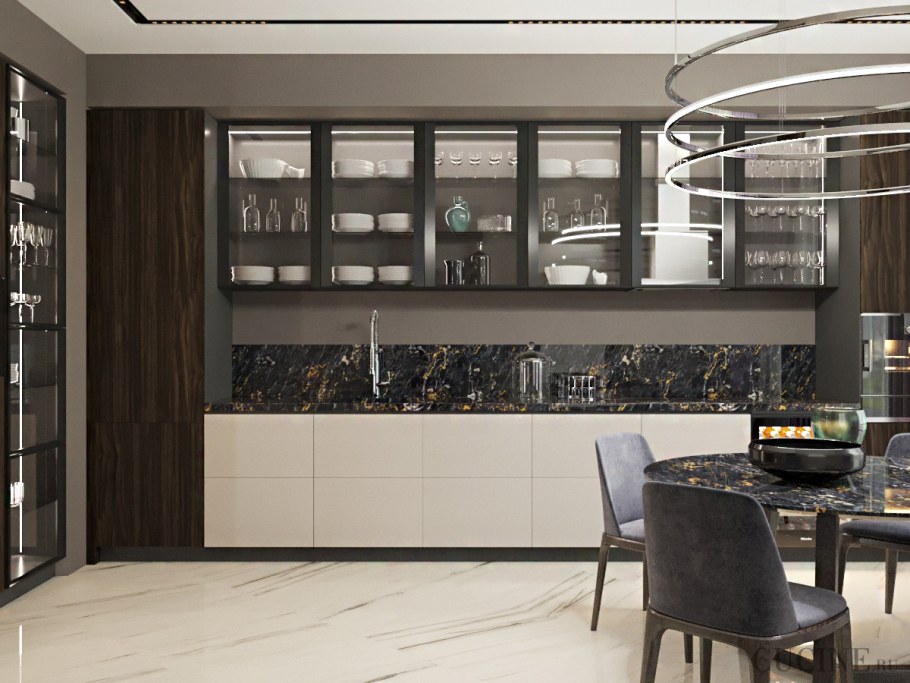 Кухня со стеклянными фасадами