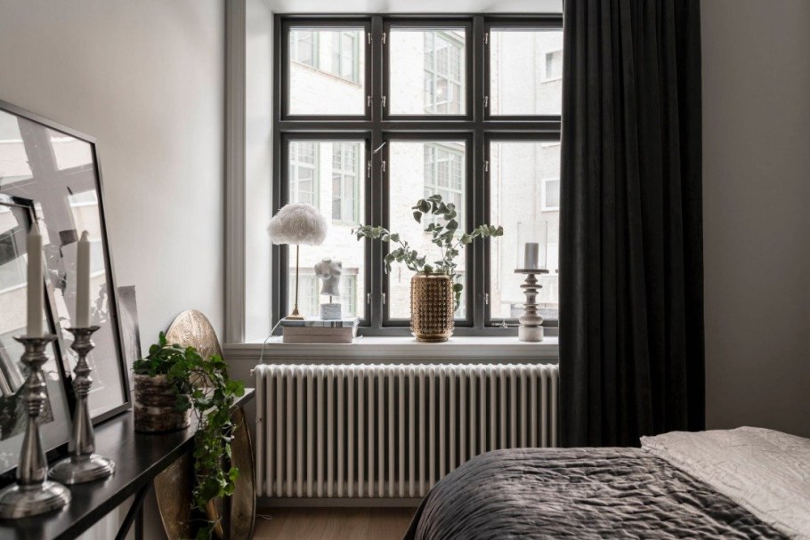 Темно серые окна в интерьере