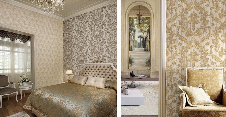 Комбинирование обоев в спальне
