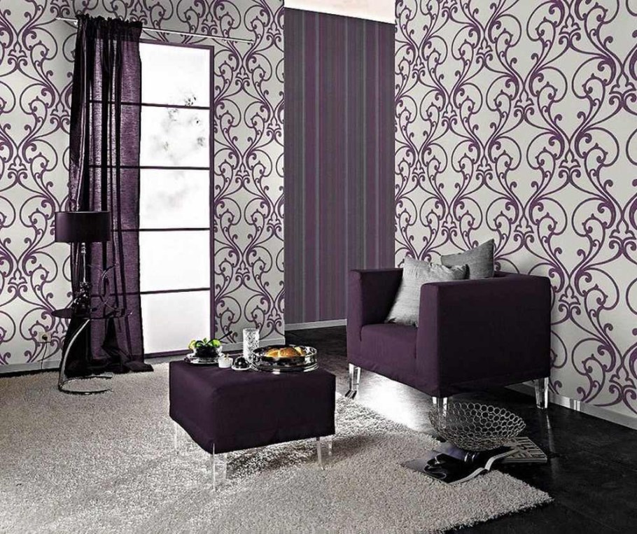 Комбинирование обоев в гостиной