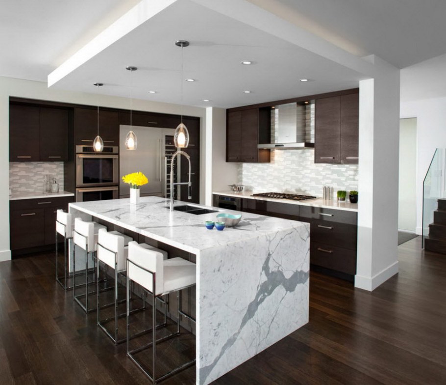 Кухня гостиная с островом