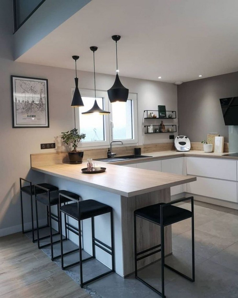 Кухня с островком-обеденной зоной 20 кв м