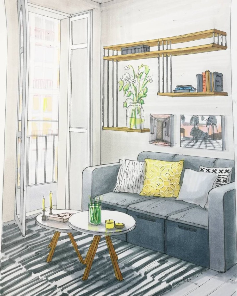 Эскизы интерьера в цвете