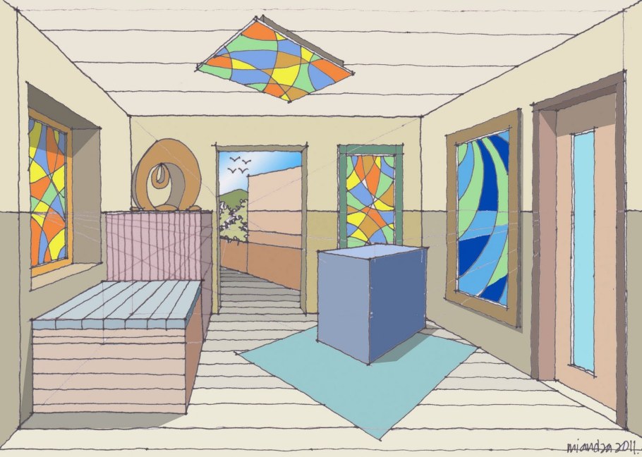 Фронтальная перспектива интерьера