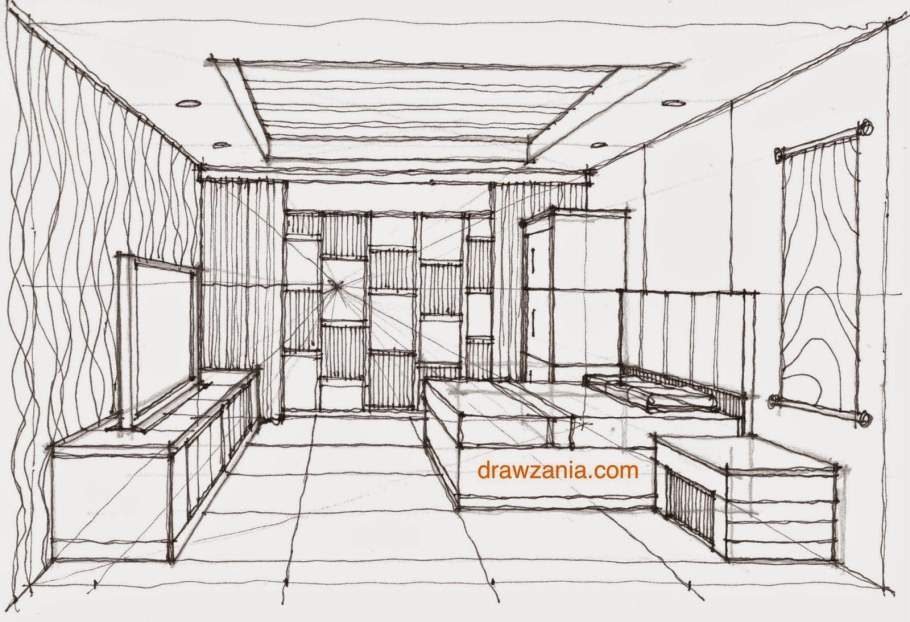 Фронтальная перспектива интерьера Начертательная геометрия